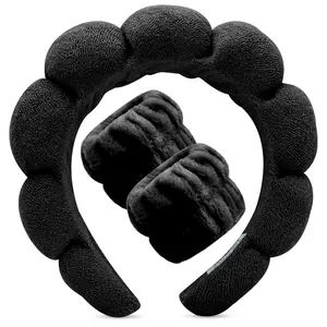Spa Headband, with Face Washing Wristband, 3-piece Set for Makeup and Skincare.Bubble Skincare Headband.Fluffy Hairband, Suitable for Women, Teenagers, Girls.Cute Hair Accessories