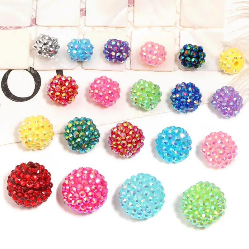 B129 20mm Rhinestone Round Decoration Beads Assortment - 7 Different Designs, Spacer Beads for Jewelry Making, DIY Crafting Projects (Bracelet, Necklace, Pen Bag)