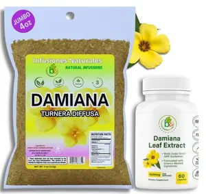Damiana Tea + Capsules, Combo Pack – 4 oz Loose Herbal Te + 60 Veggie Capsules(1000 mg per serving) Authentic- 100% Natural,Vegan,Non-GMO,Caffeine-Free,Wellness & Balance Support by BexpertsUSA