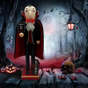 New Wooden Halloween Decorations, Vampire Nutcracker Skull Bat Pumpkin Statue, Indoor Outdoor Party Gift, Fireplace Collection