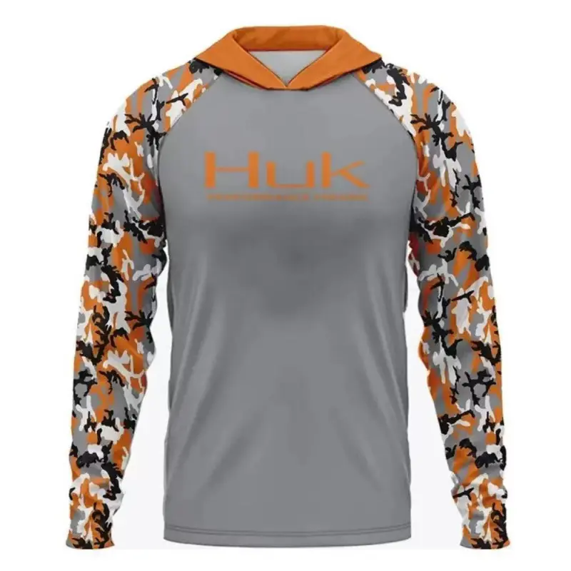 Summer preferred men's long sleeved hooded fashionable sportswear, lightweight and quick drying fishing suit suitable for outdoor activities such as hiking and fishing new sport construction quick-dry sleeve shirt men