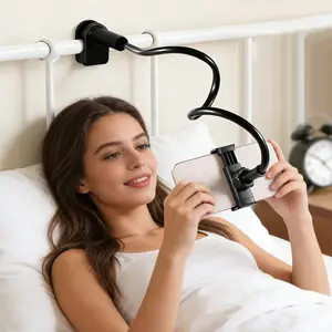 Mobile Phone Holder with 360° Rotation, Hands-Free Secure Grip, Soft Arm Clamp Stand, Ideal for Bedside Use, Durable Design, Adjustable Phone Holder