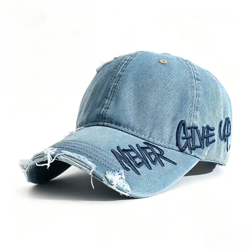 Vintage Washed Blue Baseball Cap for Women Trendy Distressed Hat Small Face Fit Adjustable Unisex Sun Protection Casual Streetwear Outdoor Hiking Travel Everyday Look Y2K Aesthetic Diamond-Like Bride Crown with Sash Bandana