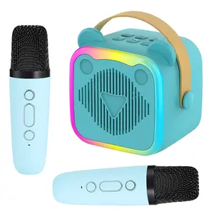 Portable Wireless Mini Karaoke Machine with 2 Wireless Mics and RGB Lights, Supports TF Card/USB, Gift Box Packaging, /
