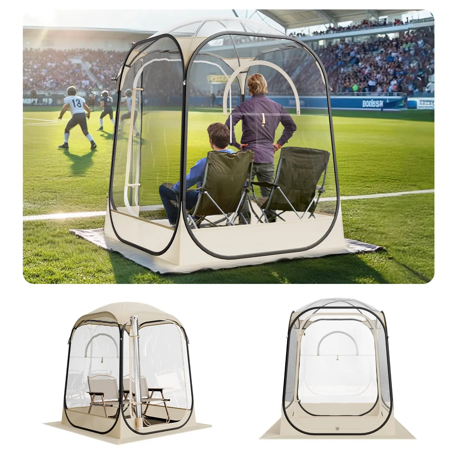 Pop Up Sports Tent 50x50 Inches, Outdoor Clear Bubble Shelter, Portable Instant Setup, Weatherproof and UV-Resistant Bubble Dome for Garden, Backyard, Beach, Camping, Picnics and Events
