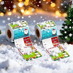 Christmas Gift Label Sticker, 1 Roll Self Adhesive Gift Wrapping Sticker, Gift Decoration Sticker for Christmas Party