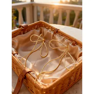 2025 Minimalist Gold Bow Drop Earrings! Thin Wire Tassel Hypoallergenic Women's Party & Daily Jewelry