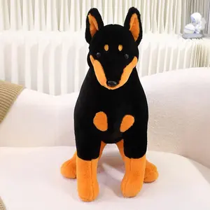 Hot High Quality Simulation Dog Plush Toy Stuffed Lifelike Doberman Puppy Doll Home Decor Cartoon Kids Boy Girl Birthday Gift