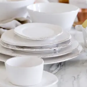 Vietri Lastra White Round Dinner Plate ~ Handcrafted Italian Stoneware