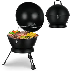 14-inch Portable Charcoal Grill with Warming Rack - Foldable Tabletop BBQ for Backyard Camping & RVs - Classic Charcoal Flavor & Effortless Storage