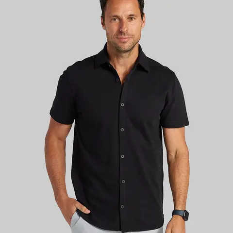Bayside Oxford Short Sleeve Button Down Shirt Classic Fabric