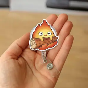 Calcifer Badge Reel, Howl's Moving Castle ID Holder, Ghibli Flame Clip, Cute Anime Nurse Badge, Studio Ghibli Gift Idea