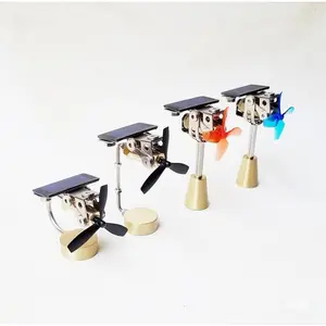 Metal Car Solar Powered Rotating Windmill Model Assembly Car Interior Decoration for Dashboard