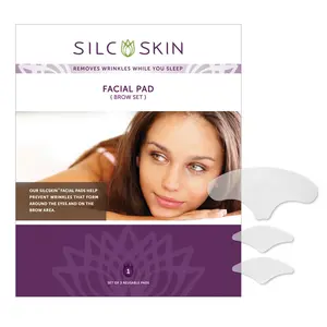 SilcSkin Facial Pad Brow Set, Helps with Brow Wrinkles & Crow's Feet from Sun Aging Side Sleeping, Reusable Self Adhesive Medical Grade Silicone, 1 Brow Pad, 2 Eye Pads