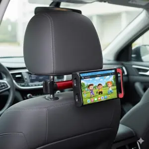 Car Tablet Mount for Headrest Rotation Sliding Bracket Universal Clip Install Anti-Shock Compatible with iPad Samsung Long Drive Travel In-Car Movie Entertainment Device Car Accessory