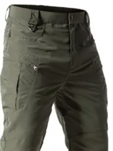 Men's Multifunctional Tactical Work Pants, Durable No Stretch Fabric, Hiking Durability, Zipper Pocket Design, Casual Fitted Pockets, Outdoor & Casual Wear