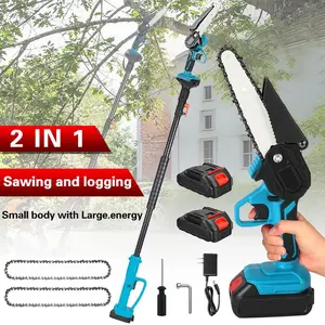 Christmas Yard Essential 2-in-1 Cordless Pole Saw & Mini Chainsaw 2 Batteries 6.5ft Reach Electric Trimmer for Holiday Tree Limb Pruning Heavy Duty Cutting Blade Power
