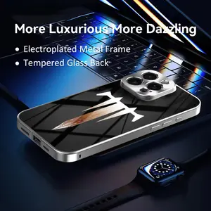 PIKPAKA T-TRIVIUMS Heavy Metal Rock Phone Case For IPhone 17 16 15 14 13 12 Pro Max Plus Electroplated Metal Bumper Case Slim Tempered Glass Back Advanced Materials Shockproof Anti-Scratch Luxury Case Fashion Durable Stylish