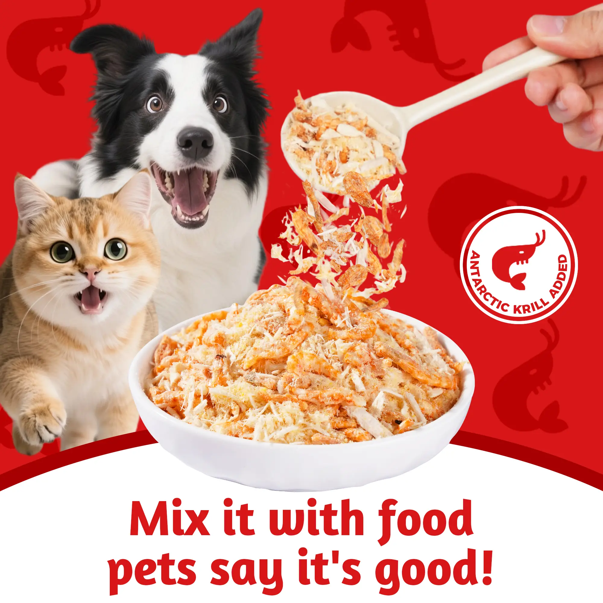 Just Try Freeze-Dried Food Topper for Puppies and Adult Dog & Cat - Made with Real Chicken, Egg Yolk and Antarctic Krill, All Natural, Grain Free - 8