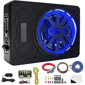 2025 Outdoor Upgraded 10" 1200W SlimUnder Seat Powered Car Subwoofer with Colorful LED Ambient Lights, Car/Truck Sub Built in Amplifier Outstanding Heat Dissipation, Powerful Bass for Passion Dr1200W 10inch Slim Under Seat Powered Car Subwoofer, gift bike
