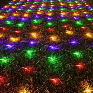 AWQ 360-Degree Multicolor Plastic LED Net Mesh String Lights Set, 13.1ft x 6.6ft, 8 Modes, Extendable, for Christmas & Home Garden Decoration, Indoor Outdoor Use