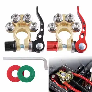 1 Pair 12V 24V Automotive Car Top Post Battery Terminals Wire Cable Clamp Terminal Connectors，4 Way Quick Release Disconnect Battery Terminal Connectors, Car Battery Terminal Clips