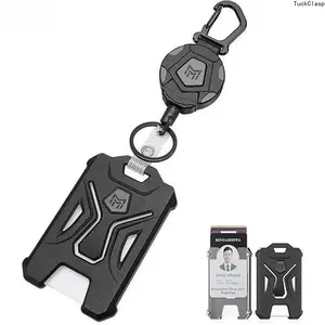 2026 New Heavy Duty Retractable Badge Reel ID Card Holder - 31.5" Smooth Rope, PC Material Carabiner Clip, Removable Cardholder, Tactical Badge Reels Retractable for Workers, Office Bag Accessory Charm