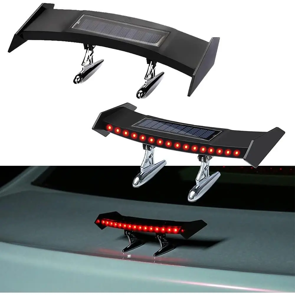 Mini Spoiler Auto Car Tail Decoration Spoiler Wing Carbon Fiber Can be Luminous Solar Charging Punch-Free Tail Light