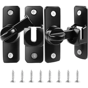90/180 Barn Door Lock, Heavy Duty Zinc Alloy Gate Latch Hardware, Flip Sliding Door Latch, Protect , for Window, Cabinets, Barn Door, Bathroom, Gardenr Doors (2 Pack)