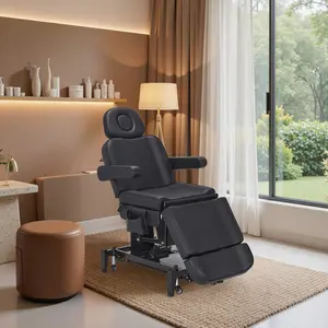 3 Motors Adjustable Electric Massage Beauty Bed, Spa Facial Chair with Foot Casters, PVC Leather 2754