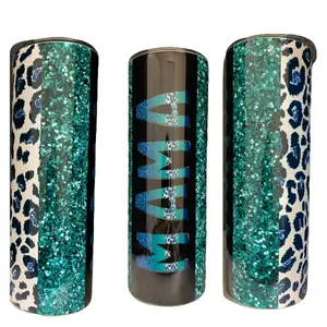 MAMA Leopard 20 oz Tumbler - Vacuum Insulated Drinkware with Lid, Leopard Print & Sparkling Accents, Portable Design for Hot & Cold Drinks