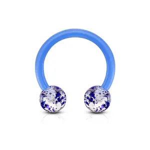 Blue Ultra Glitter Acrylic Circular Barbell/Horseshoe Piercing