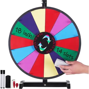 Father's Day Gift VEVOR 18 inch Spinning Prize Wheel, 14 Slots Tabletop Spinner, Heavy Duty Roulette Wheel with a Dry Erase and 2 Markers, Win Fortune Spin Games in Party Pub Trade Show Carnival