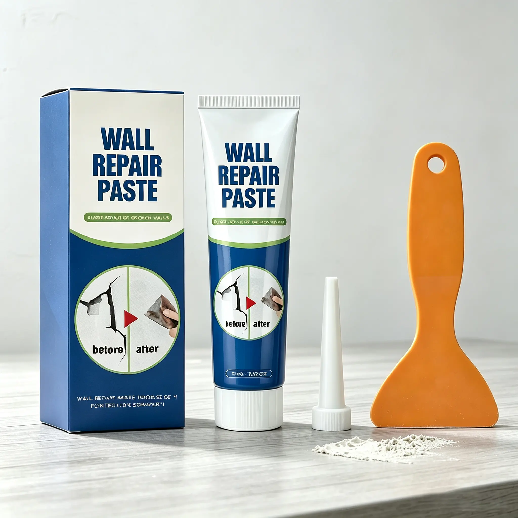 Wall Repair Kit with Wall Mending Paste, Drywall Patch Compound for Nail Holes, Wall Cracks & Surface Imperfections, Fast-Drying Formula for Indoor Wall Repair