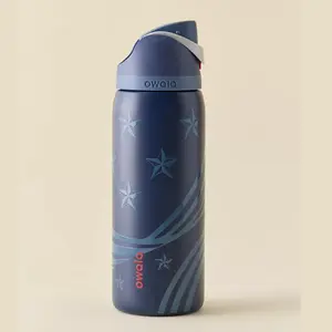 Patriotic Owala FreeSip 32oz Water Bottle | Navy Blue Insulated Stainless Steel Bottle with FreeSip Lid