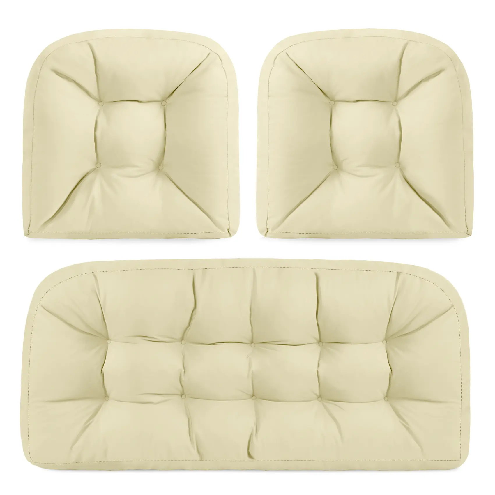 Traditional 3-Piece Beige Replacement Cushions, Water Repellent Weather Resistant Outdoor Cushions, All Seasons Splashproof Seat Pads for Long Sofa Bench, Water Repellent Outdoor Cushions