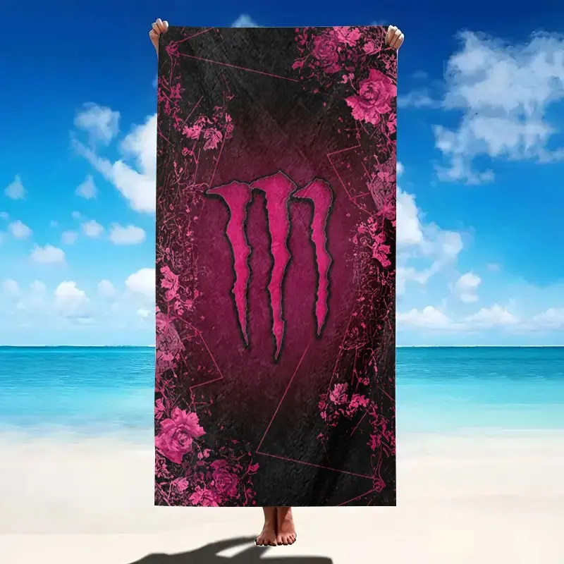 Monster Energy Rose Thorn Beach Towel, Soft Ultra Absorbent Microfiber, Lightweight, Perfect for Beach Party Travel Camping
