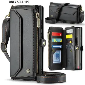 Multifunctional Zipper Phone Bag, 1 Count Phone Case Cover with Long Shoulder Strap & Short Carrying Strap, Dropproof Protection Case for iPhone