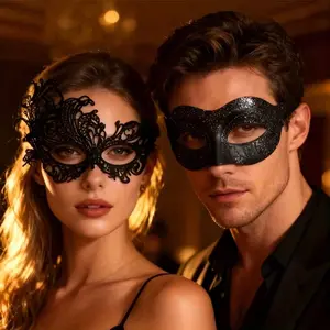 High-End Couple Makeup Ball Mask Set, Venice Party Masks, Perfect for Christmas Halloween Parties Carnival Role Play Romantic