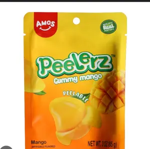 AMOS Mango Peelz Gummy Candy, Peeling Gummy Mango Resealable 2.19oz Bags (Mango 1Pack) Snack Sweet Fruity Candies Mangga Bonbon