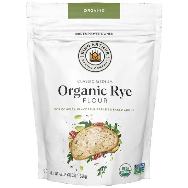 King Arthur Organic Medium Rye Flour - 3 lbs for Complex Flavorful Breads & Baked Goods - 100% US Grown & Milled - Non-GMO Project Verified - Robust Flavor for Rye Bread, Cookies & More