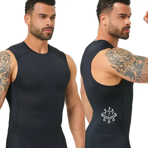 Men's Sleeveless Tight Fit Sports Tank Top, Running Fitness Shirt, Summer Lightweight Breathable Mesh Quick-Dry Sportswear, Athletic Activewear, Solid Sports Vest, Sleeveless Workout Vest, Sleeveless Sports Vests, Fitness Exercise Wear, Workout Clothing