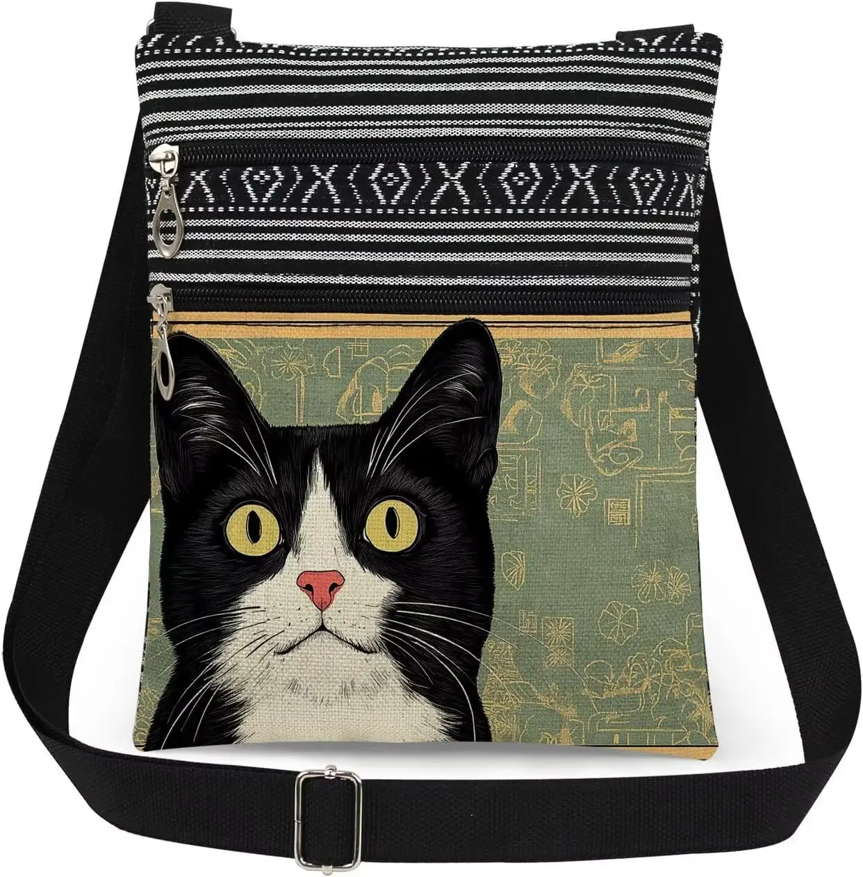 Women's Tuxedo Cat Crossbody Bag - Adjustable Shoulder Strap Messenger Bag, Ideal Gift for Cat Lover Adults (Sister, Friend) for Birthdays, Holidays