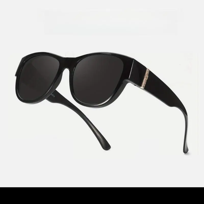 Female Fit-Over UV Blocking Sunglasses, Lightweight TR90 Black-Framed Casual Style with Polarized Lenses for Driving & Car Sun Protection, Daily Wear