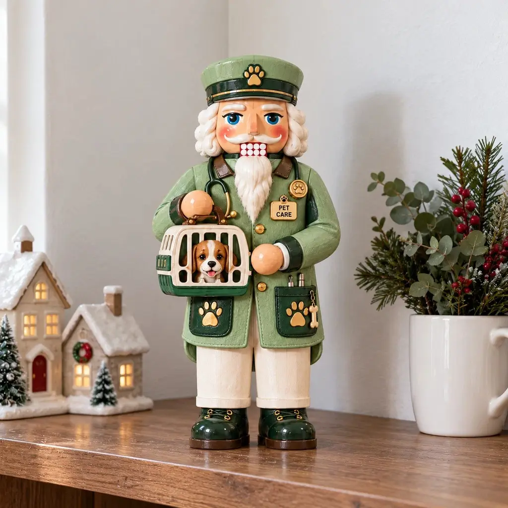 Veterinarian Nutcracker Wooden Block Tabletop Display Pet Care Christmas Gifts