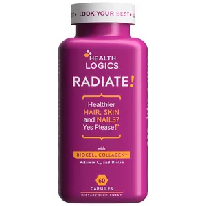 Health Logics Radiate | Hair, Skin & Nails with Biotin, BioCell Collagen, Vitamin C, and Hyaluronic Acid. Clinically Proven to Reduce Wrinkles and Support Joints