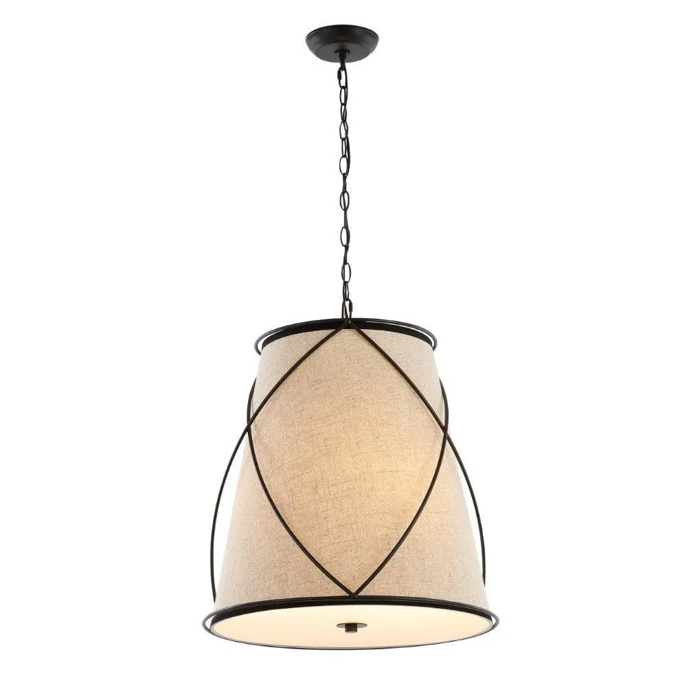 JONATHAN Y Goldwater Farmhouse Adjustable Drop Metal-Glass LED Pendant Light - Metal Body, Oil Rubbed Bronze, AC Power Supply Home Decoration Lamp for Living Room, Kitchen