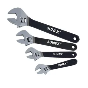 212 MAIN 4-Piece Adjustable Combination Wrench Set, Sunex Tools SU9618 Hand Tool with Assorted Sizes, Laser Etched Markings, Rubber Grip for Hardware Projects