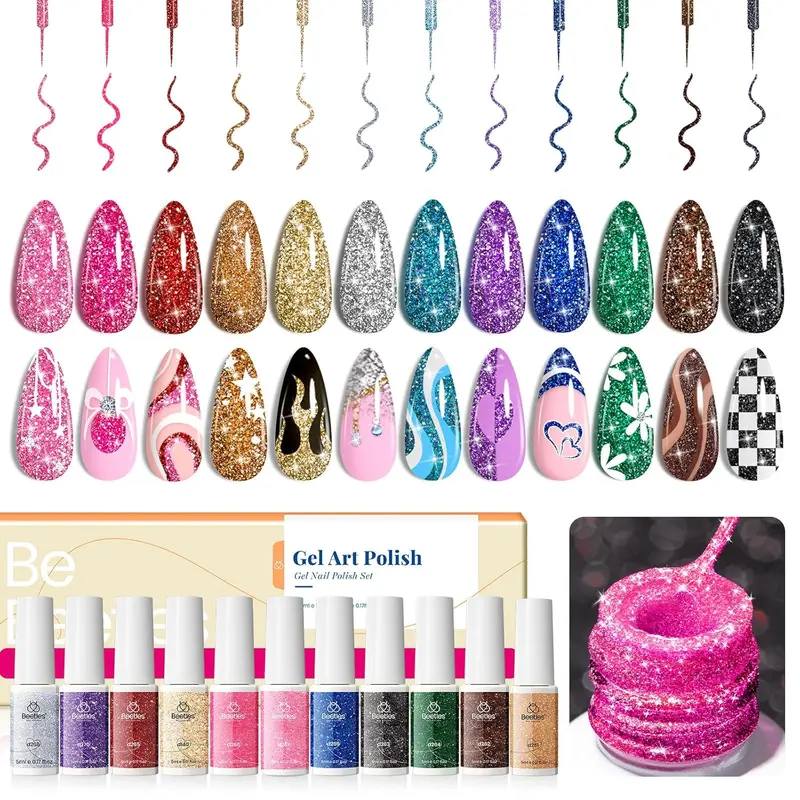 Beetles Liner Gel Polish DIY Nails at home Soak Off Uv Nail Art Manicure Gifts for Women Glitter Glue Cutics Cosmetic #TikTokShopBacktoSchool