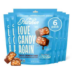 HARKEN, The Lil' Pretzely One Fibermaxx Mini Candy Bars - Mini Oat Milk Chocolate Candy Bars with Pretzel, Made with Date Caramel, No Sugar Added, High Fiber,  Vegan, Plant-Based, 6 Pouches (30 Bars)